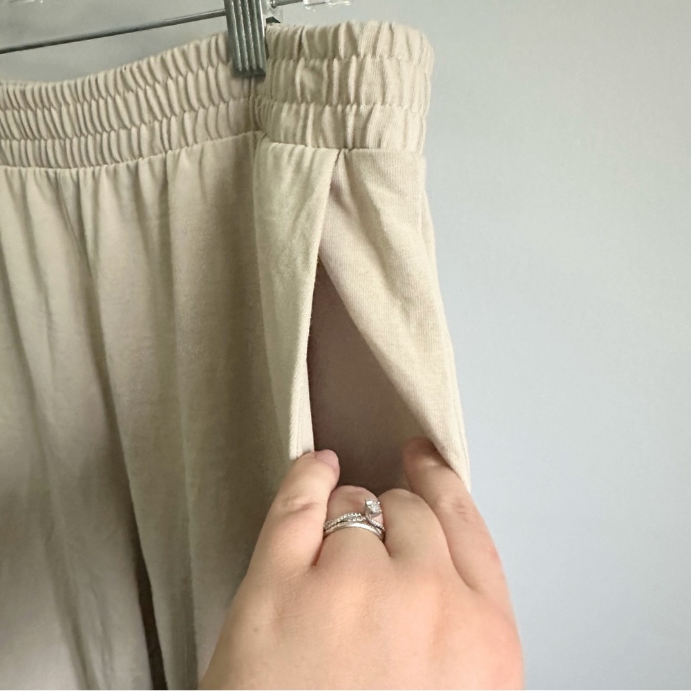 Zara Beige Joggers, Elastic Waist 100% Cotton Pants with Pockets Size XL - Picture 4 of 9